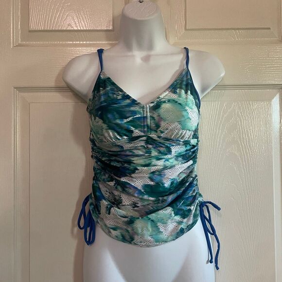 PrAna Small Blue Green Tankini Bikini Top - Picture 2 of 7